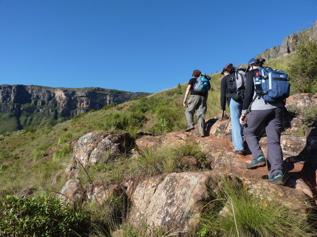 Hikers climbing outdoors